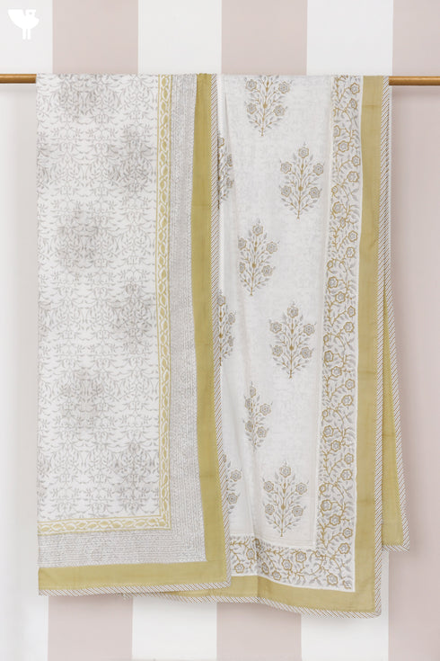 Mulmul Cotton Dohar in Floral Block Print